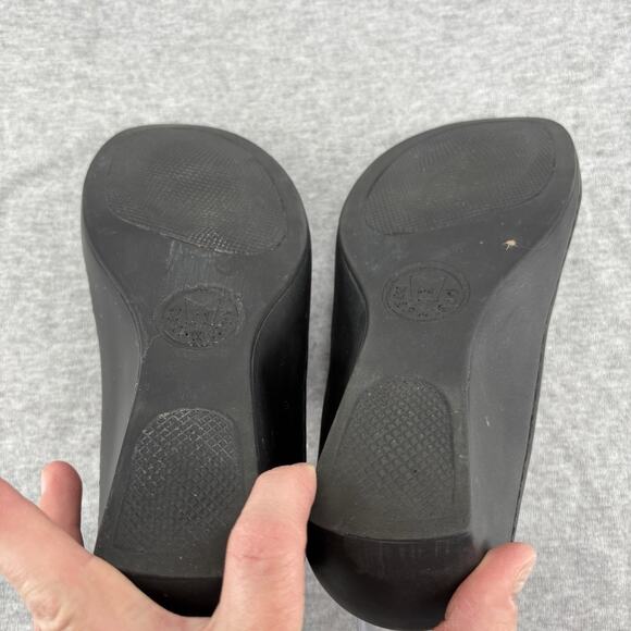 Mephisto Mobils Sandal 38/7.5-8 Air Relax Slip On Wedge Slide Black Leather - Picture 11 of 12